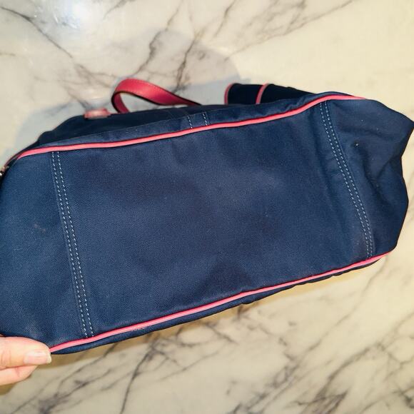 Y2K Vintage Coach Bonnie Cashin Tote Bag Handbag Canvas Blue Pink Leather CLEANN - Picture 3 of 12